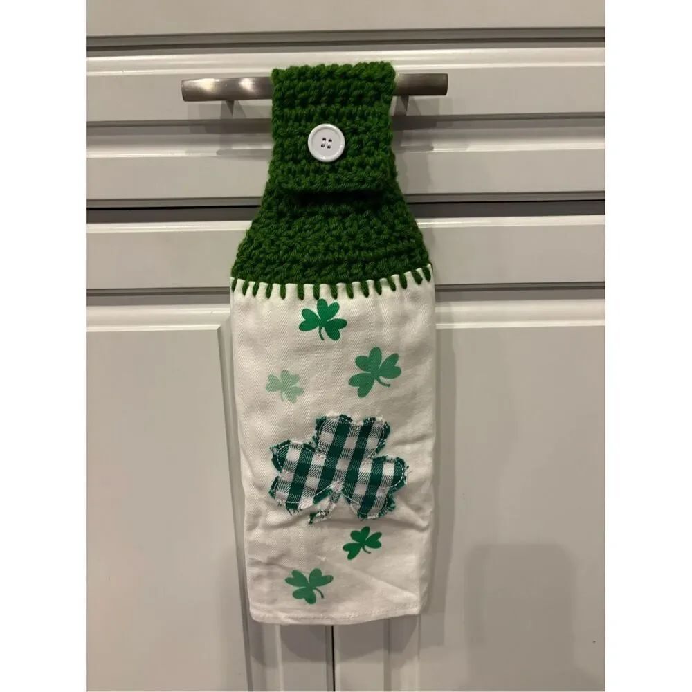 Crochet Top Kitchen Towel-3 leaf clover